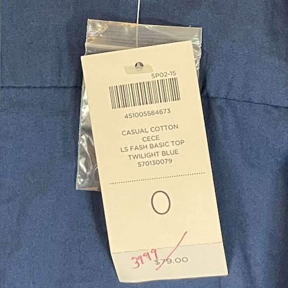 NWT Chico’s Casual Cotton Button Down Collared Long Sleeve Shirt Blue Size 0 - Picture 13 of 16